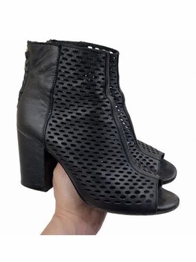 Ash Peep Toe Leather Heel Bootie